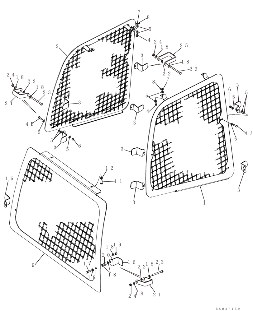 Схема запчастей Case 650K - (09-23) - CANOPY, ROPS - SCREENS (09) - CHASSIS/ATTACHMENTS