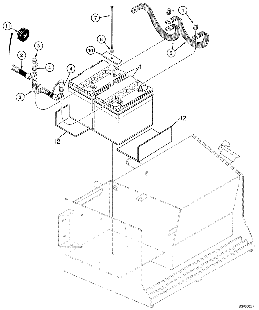 Схема запчастей Case 590SM - (04-06) - BATTERY, DUAL - COLD START (04) - ELECTRICAL SYSTEMS