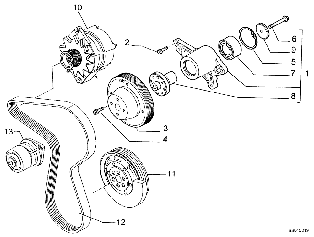 Схема запчастей Case 445 - (02-35) - FAN DRIVE (02) - ENGINE