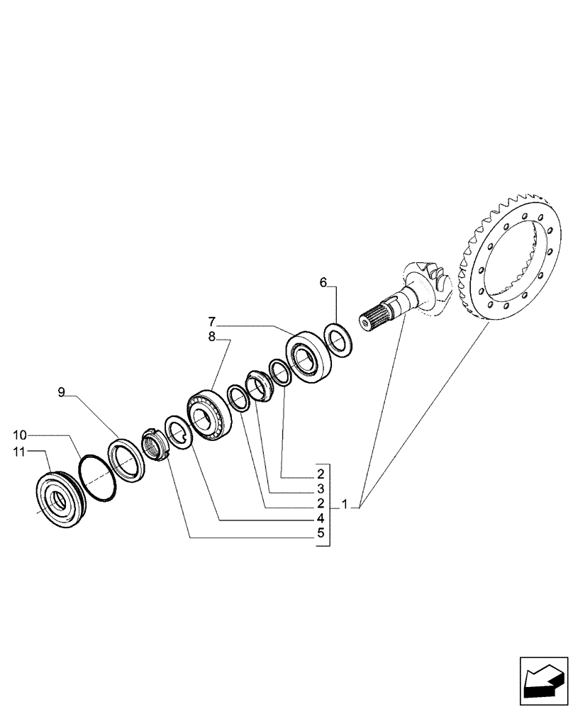 Схема запчастей Case 580SM - (27.106.02[01]) - 87395372 AXLE, REAR DRIVE - RING AND PINION (580SM) (27) - REAR AXLE SYSTEM