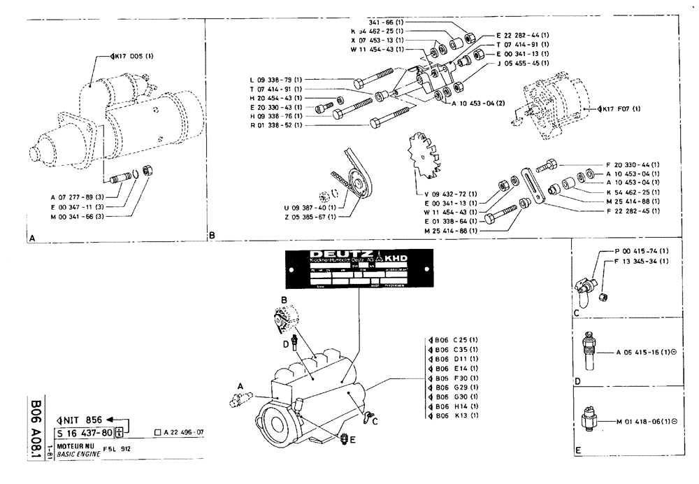 Схема запчастей Case 75C - (B06 A08.1) - BASIC ENGINE - F5L 912 (01) - ENGINE