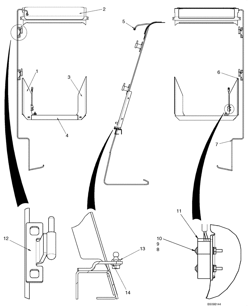 Схема запчастей Case 430 - (09-24B) - CAB DOOR - VISOR (09) - CHASSIS