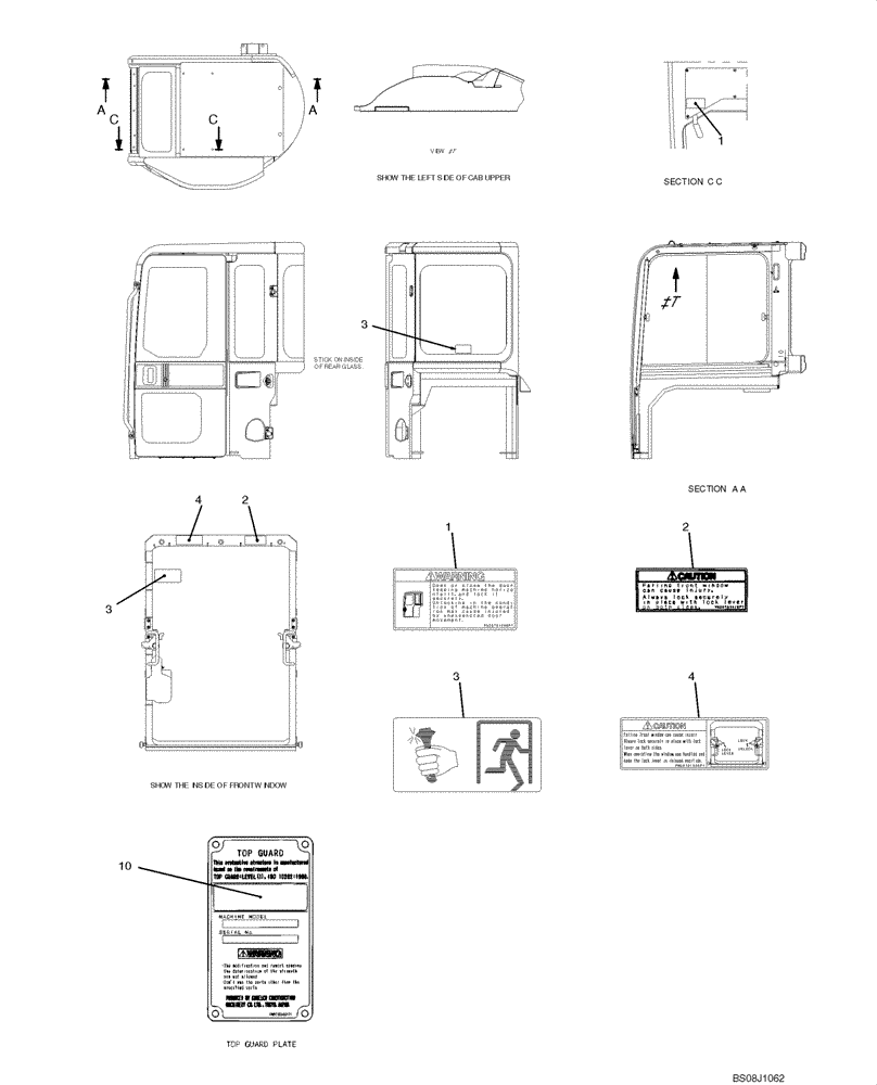 Схема запчастей Case CX50B - (06-013) - NAME PLATE INSTALLATION (CAB) (PW22T00085F1) NAME-PLATE