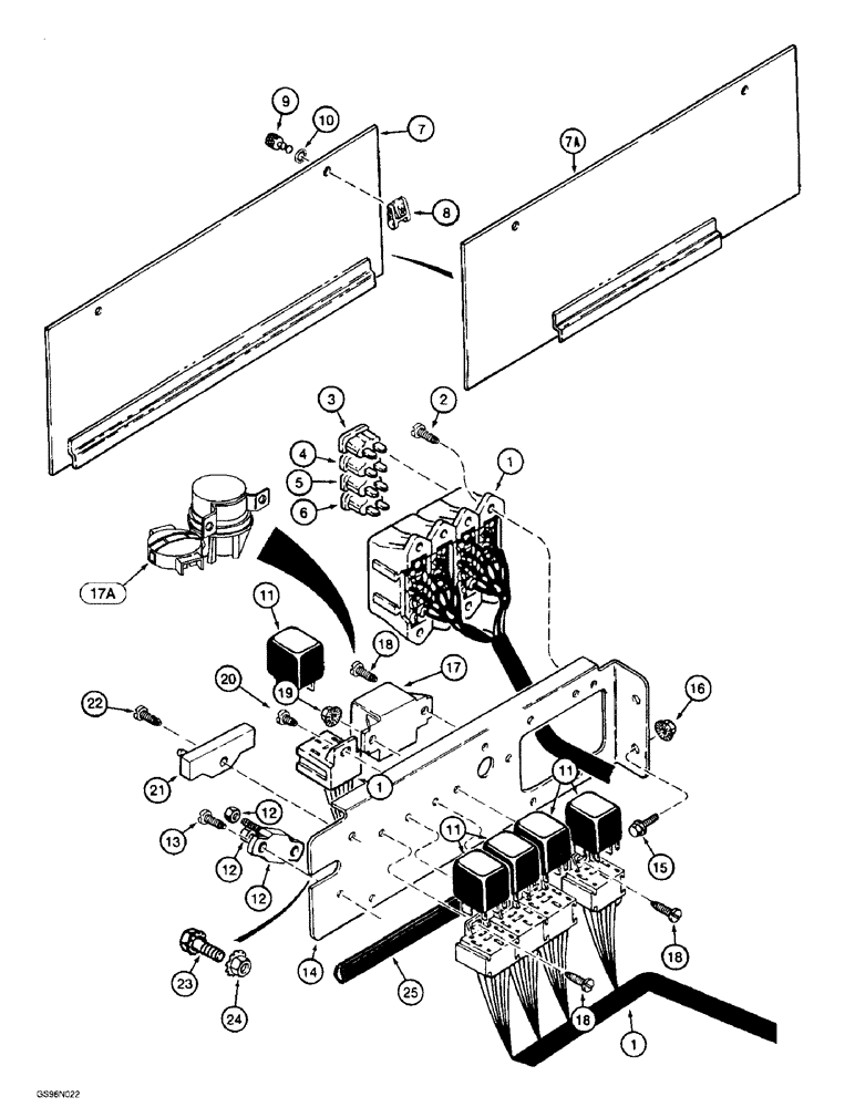 Схема запчастей Case 621B - (4-26) - MAIN CANOPY HARNESS, POWER DISTRIBUTION CENTER (04) - ELECTRICAL SYSTEMS