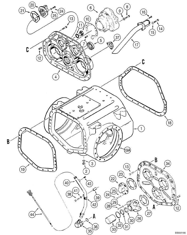 Схема запчастей Case 1150H_IND - (06-04) - TRANSMISSION - HOUSING, COVERS AND DIPSTICK (06) - POWER TRAIN