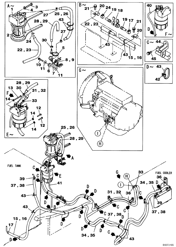 Схема запчастей Case CX130B - (03-02) - FUEL LINES (03) - FUEL SYSTEM