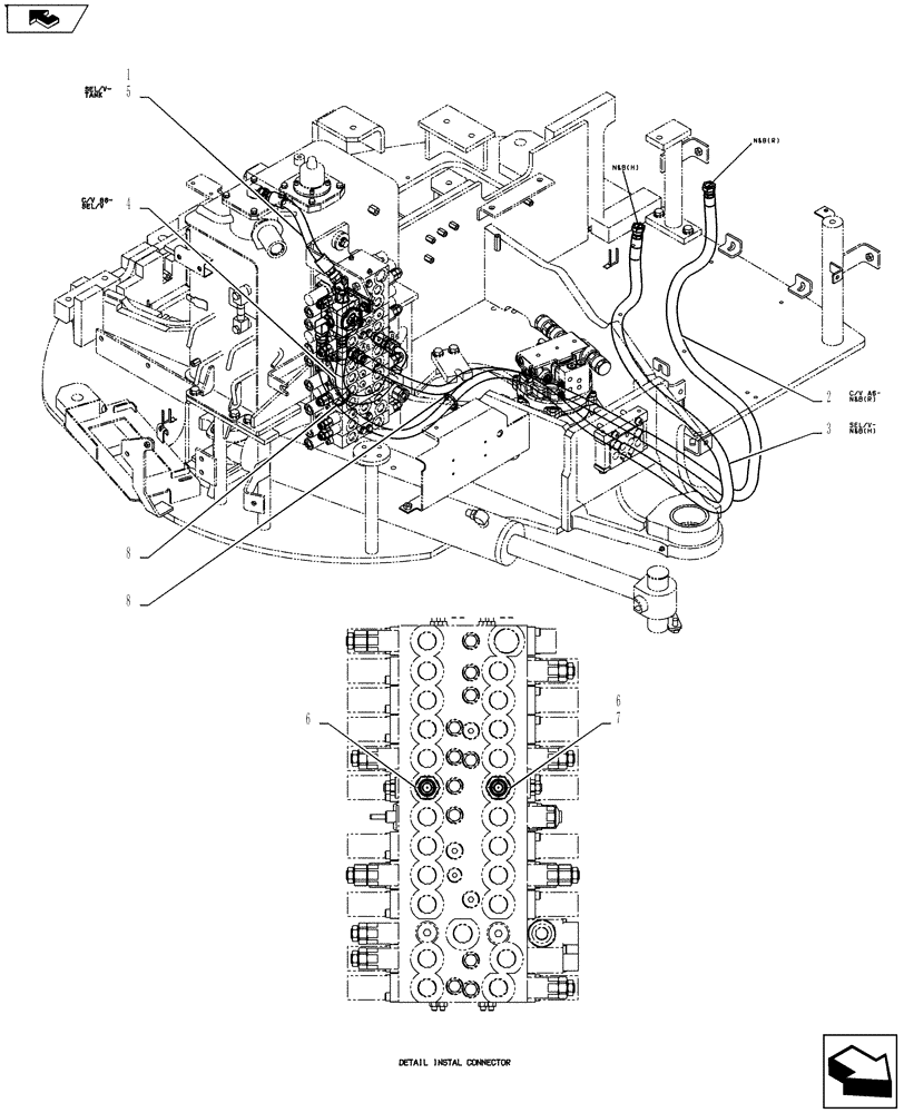 Схема запчастей Case CX55BMSR - (01-024[03]) - HYD LINES, UPPER (35) - HYDRAULIC SYSTEMS