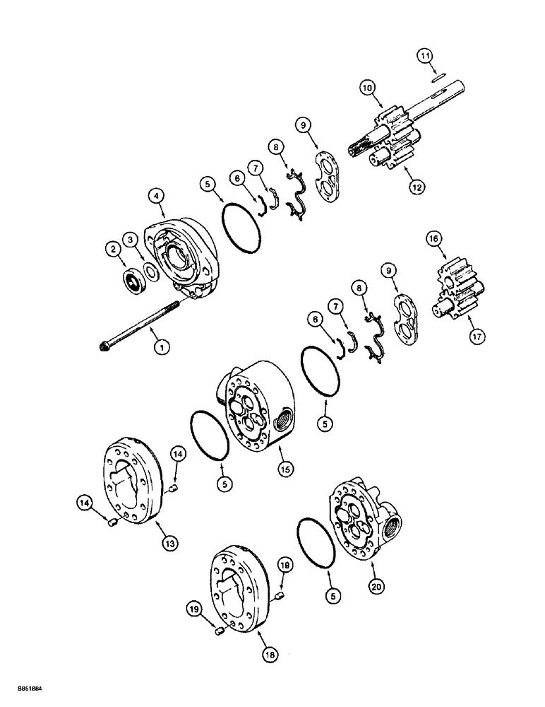 Схема запчастей Case 860 - (5-16) - DUAL PUMP ASSEMBLY - H672435 (05) - STEERING