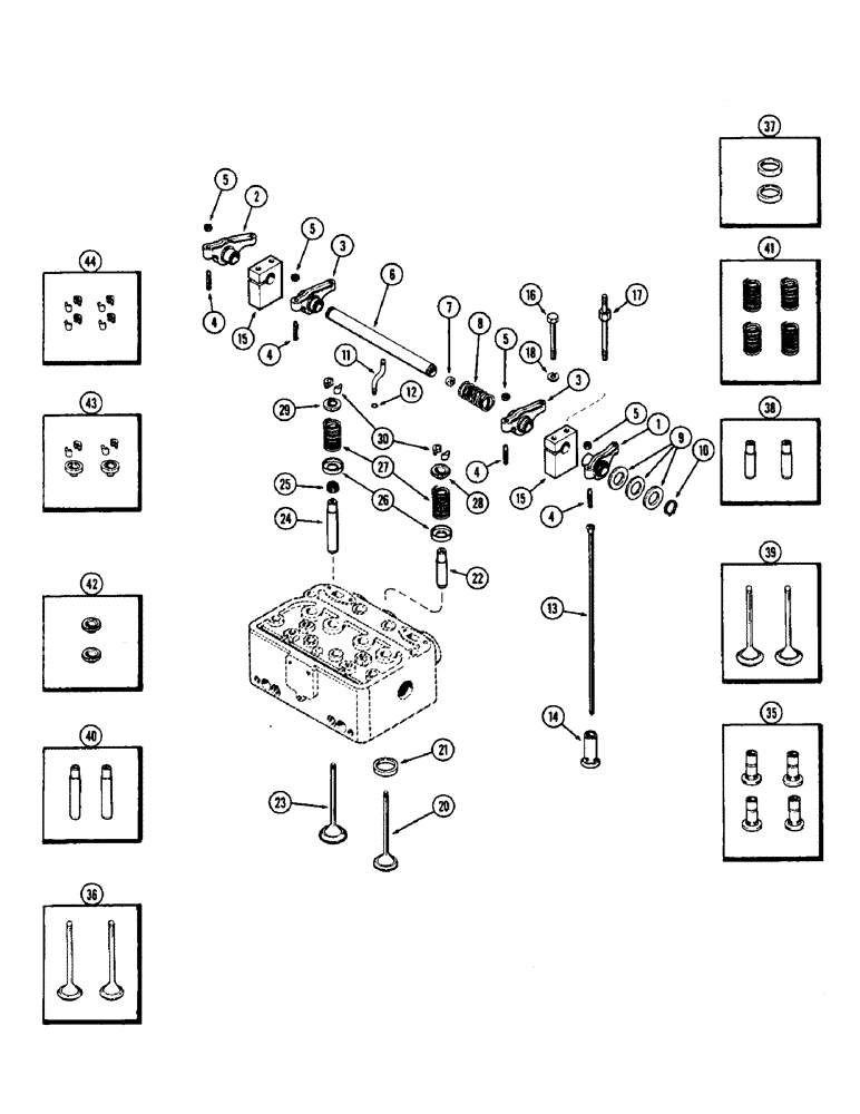 Схема запчастей Case W7 - (014) - VALVES AND VALVE MECHANISM, (301) DIESEL ENGINE, W/STAMPED ROCKER ARMS (02) - ENGINE