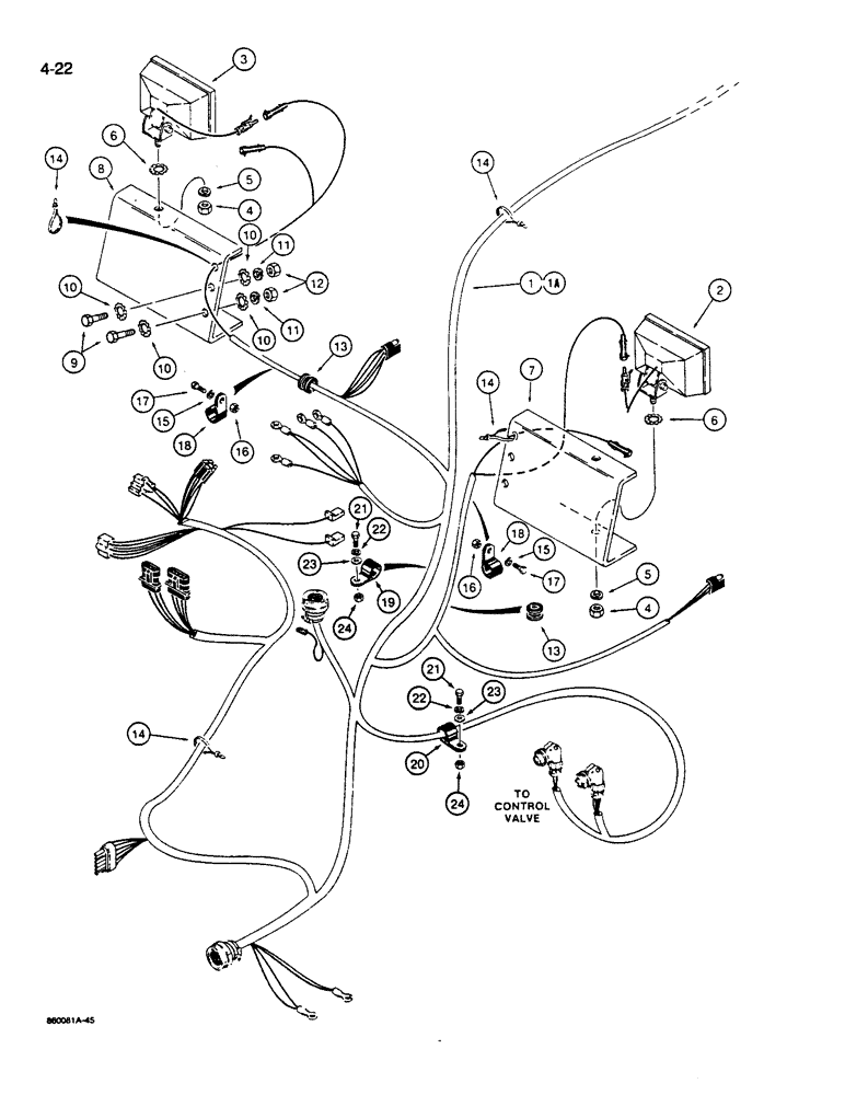 Схема запчастей Case W14B - (4-22) - FRONT HARNESS - LAMPS AND CONTROL VALVE (04) - ELECTRICAL SYSTEMS