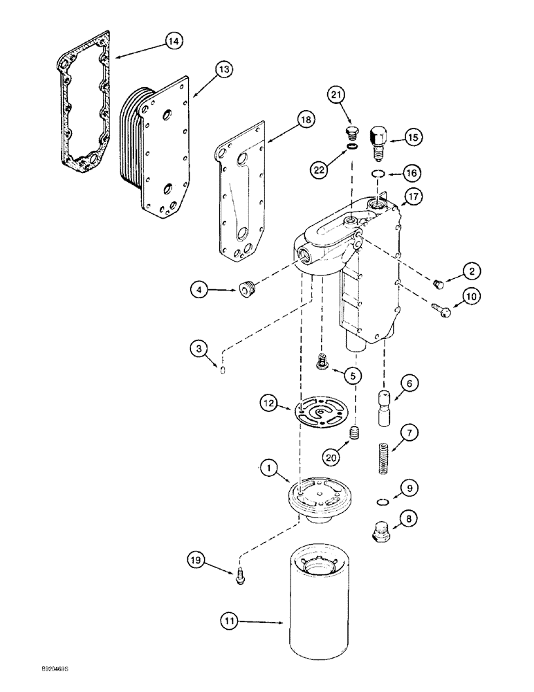 Схема запчастей Case 1155E - (2-026) - OIL FILTER AND COOLER, 6-830 ENGINE, 6T-830 ENGINE, ENGINE SN 44500128 & AFT (02) - ENGINE