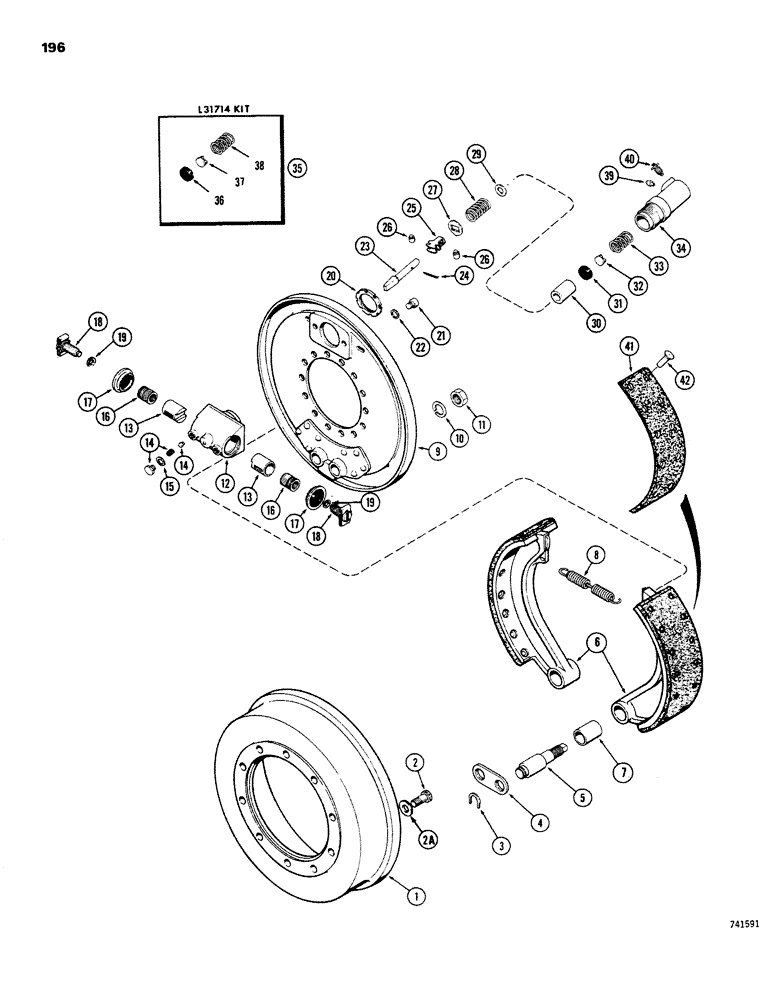 Схема запчастей Case W26B - (196) - L58803 REAR AXLE BRAKES (06) - POWER TRAIN