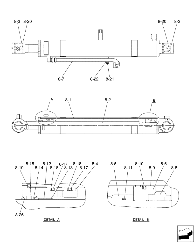 Схема запчастей Case CX50B - (03-004[02]) - CYLINDER INSTAL, CAB (35) - HYDRAULIC SYSTEMS