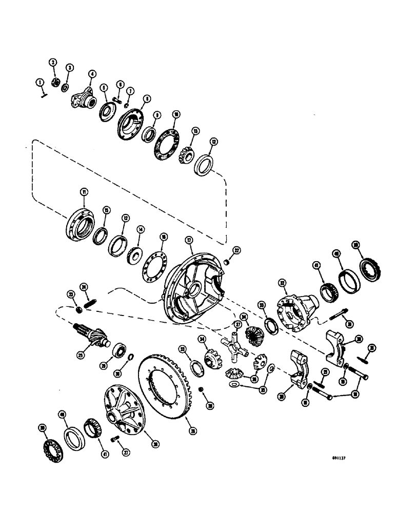 Схема запчастей Case W8E - (200) - L15395 REAR STEERING AXLE, DIFFERENTIAL (06) - POWER TRAIN