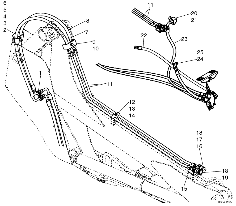 Схема запчастей Case 445 - (08-19) - SECONDARY FRONT AUXILIARY (08) - HYDRAULICS