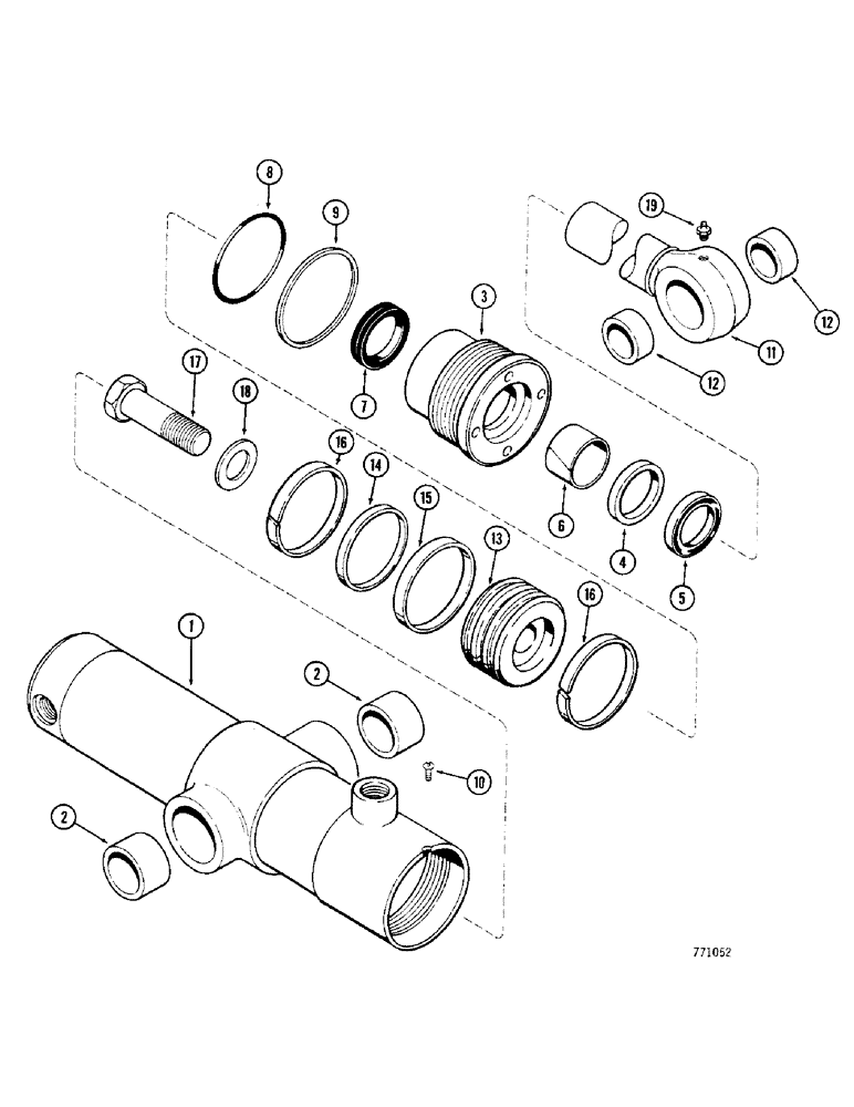 Схема запчастей Case 350 - (318) - G101241 RIPPER CYLINDER, HAS ONE PIECE PISTON (07) - HYDRAULIC SYSTEM