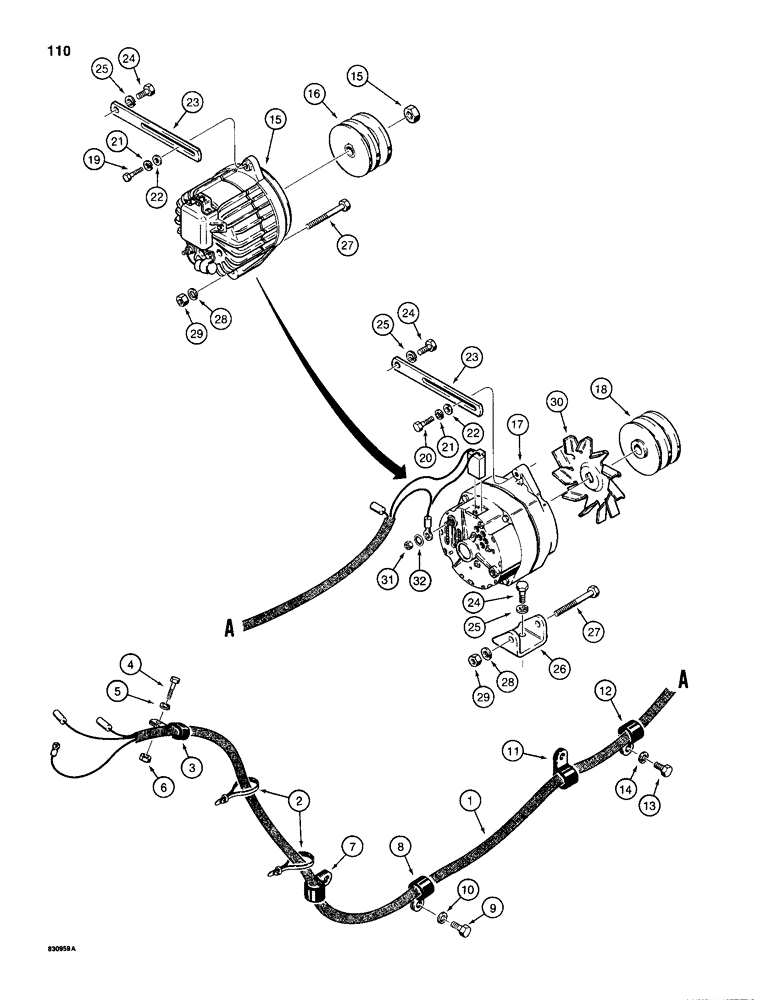 Схема запчастей Case 1155D - (110) - FRONT ELECTRICAL WIRING, INSTRUMENT PANEL TO ALTERNATOR (04) - ELECTRICAL SYSTEMS