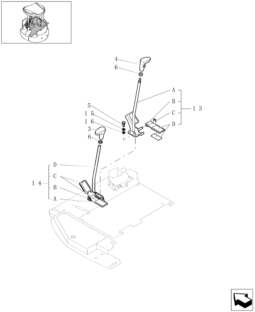 Схема запчастей Case CX22B - (1.070[08]) - LEVER ASSY CONTROL (90) - PLATFORM, CAB, BODYWORK AND DECALS