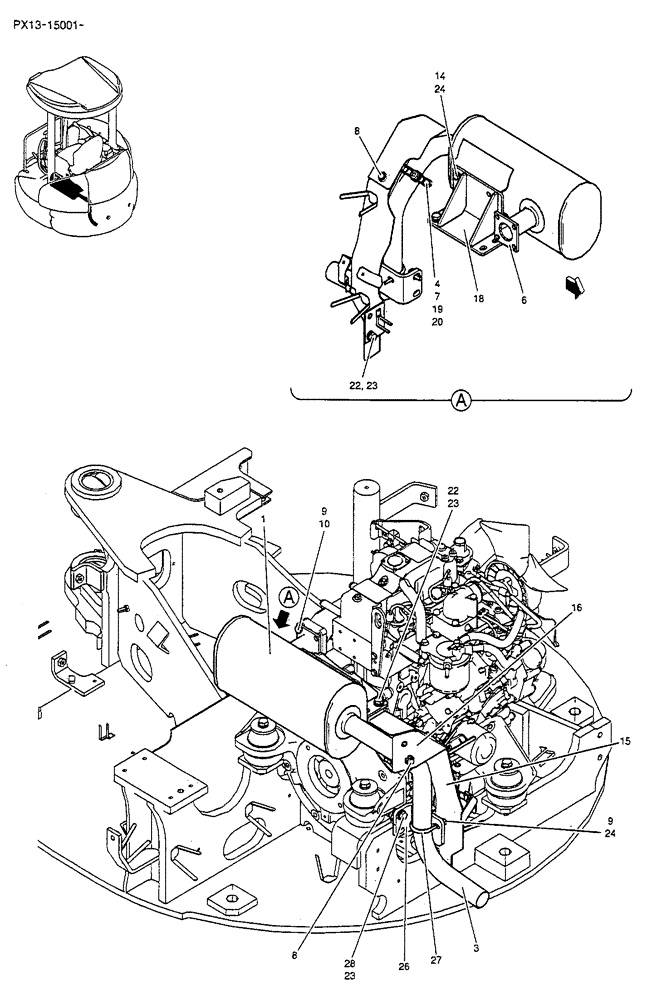 Схема запчастей Case CX36B - (01-010) - MUFFLER ASSY (10) - ENGINE