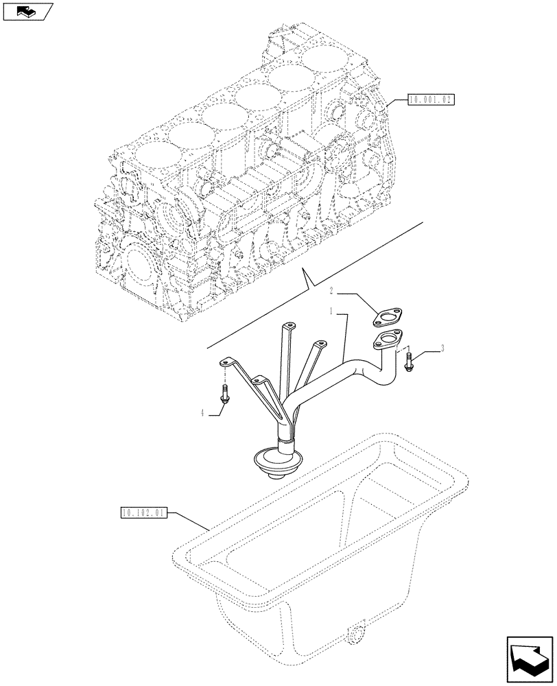 Схема запчастей Case F2CE9684E E017 - (10.304.05) - OIL PUMP PIPING (504155883) (01) - ENGINE