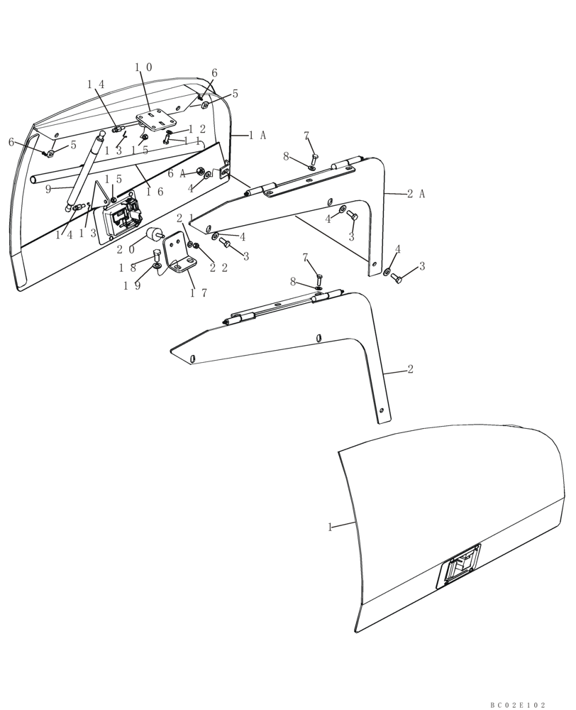 Схема запчастей Case 650K - (09-11) - DOORS, REAR (09) - CHASSIS/ATTACHMENTS