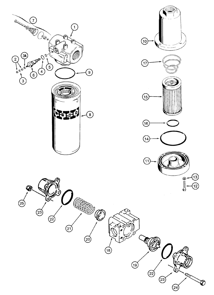 Схема запчастей Case 650H - (06-18) - FILTER ASSY, OIL VALVE, COOLER BYPASS - TRANSMISSION OIL FILTER, HYDRAULIC OIL FILTER (06) - POWER TRAIN