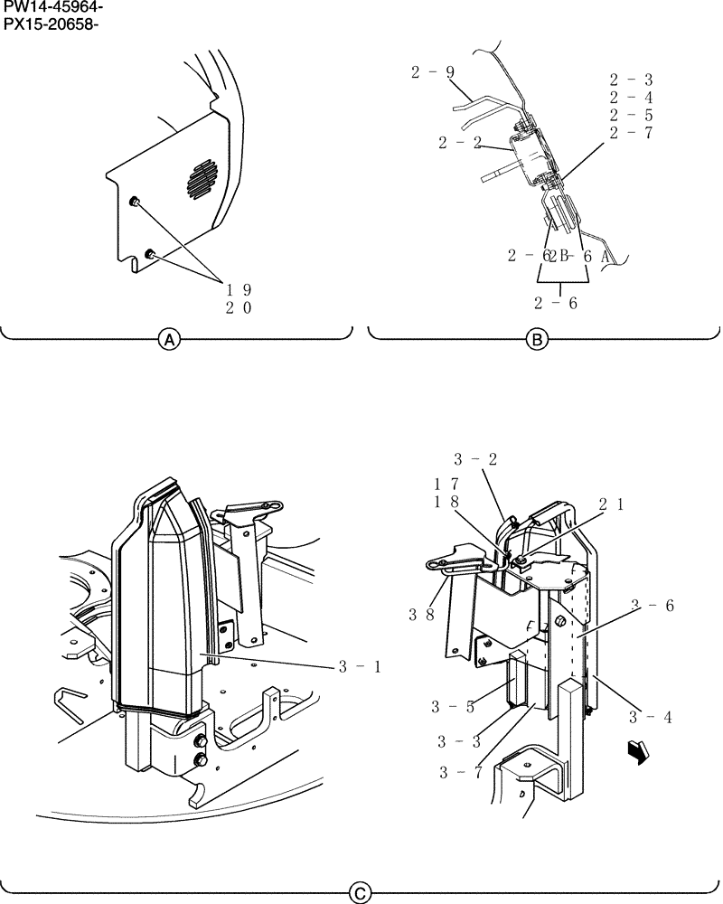 Схема запчастей Case CX36B - (242-01[2]) - GUARD (CAB) (05) - SUPERSTRUCTURE