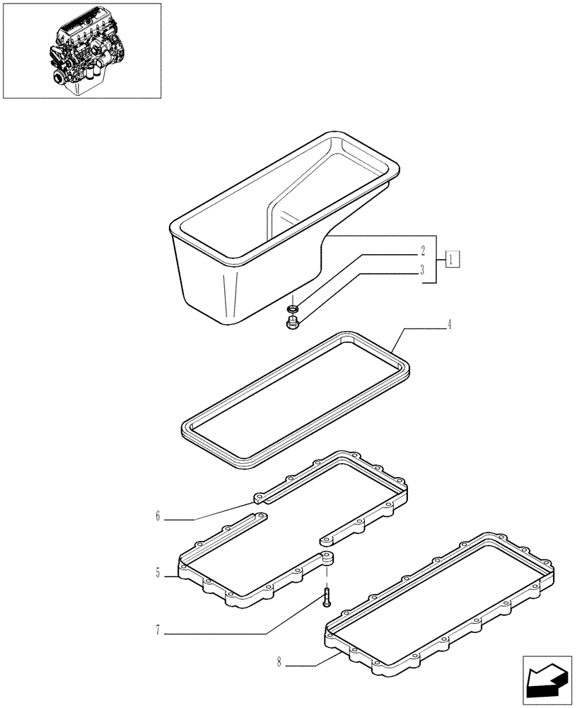 Схема запчастей Case F3BE0684A B002 - (0.04.2[01]) - OIL SUMP & RELATED PARTS (504052952) 