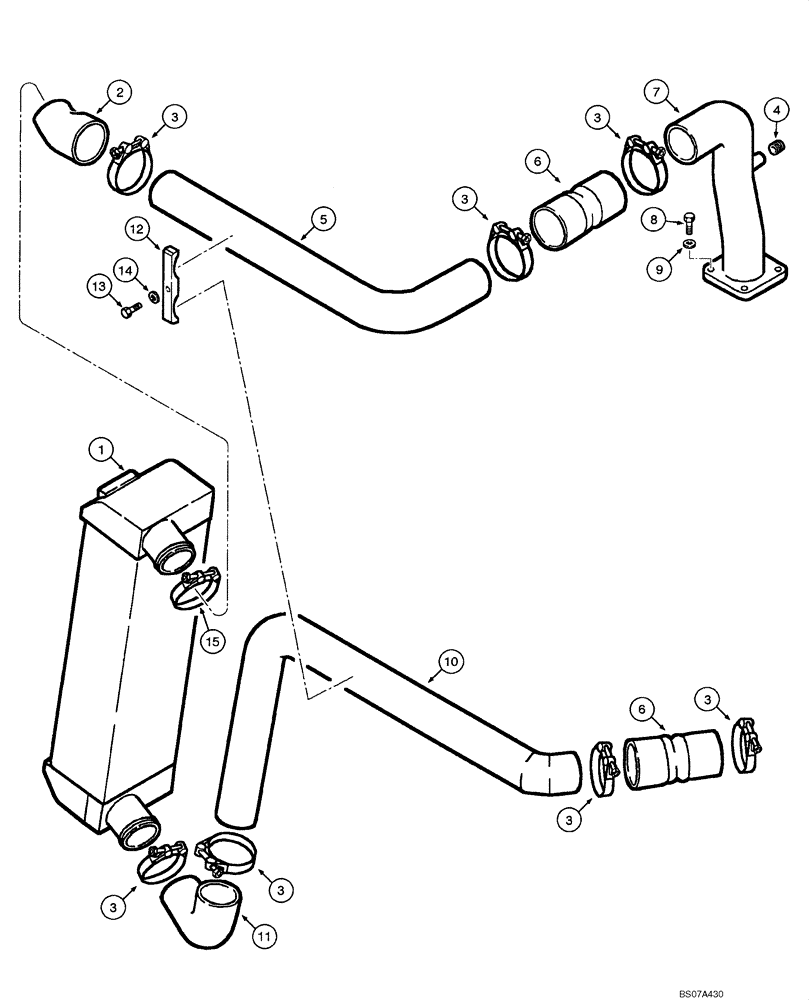 Схема запчастей Case 845 DHP - (02.06[00]) - COOLING SYSTEM - AFTERCOOLER (02) - ENGINE