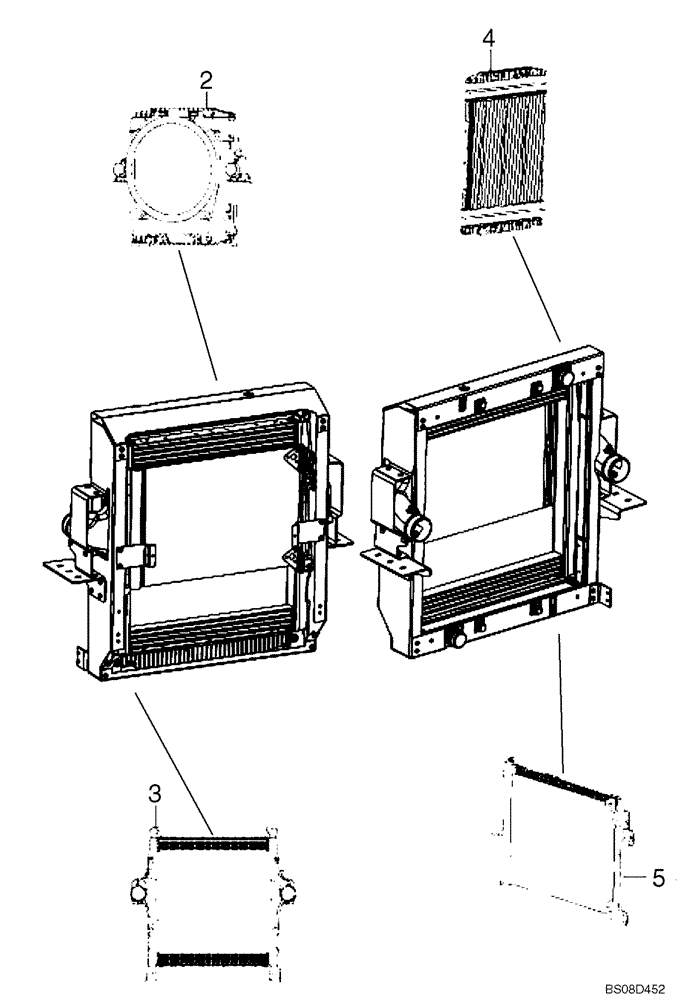 Схема запчастей Case 330B - (04B00000043[001]) - RADIATOR ASSEMBLY (8998340822) (01) - ENGINE