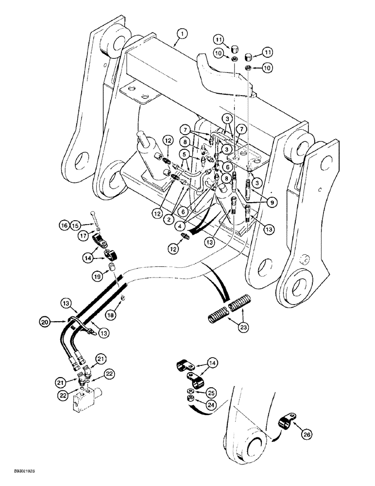 Схема запчастей Case 721B - (8-026) - HYDRAULIC CIRCUIT, SOLENOID VALVE TO MALE MASTER COUPLER, XT LOADER (08) - HYDRAULICS