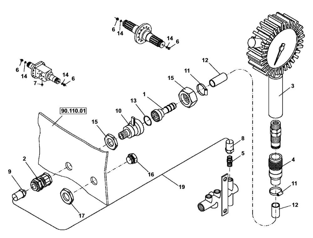 Схема запчастей Case PT240 - (88.100.01[04]) - TIRE INFLATION SYSTEM-GAUGE - ASN NANTN2000 (88) - ACCESSORIES