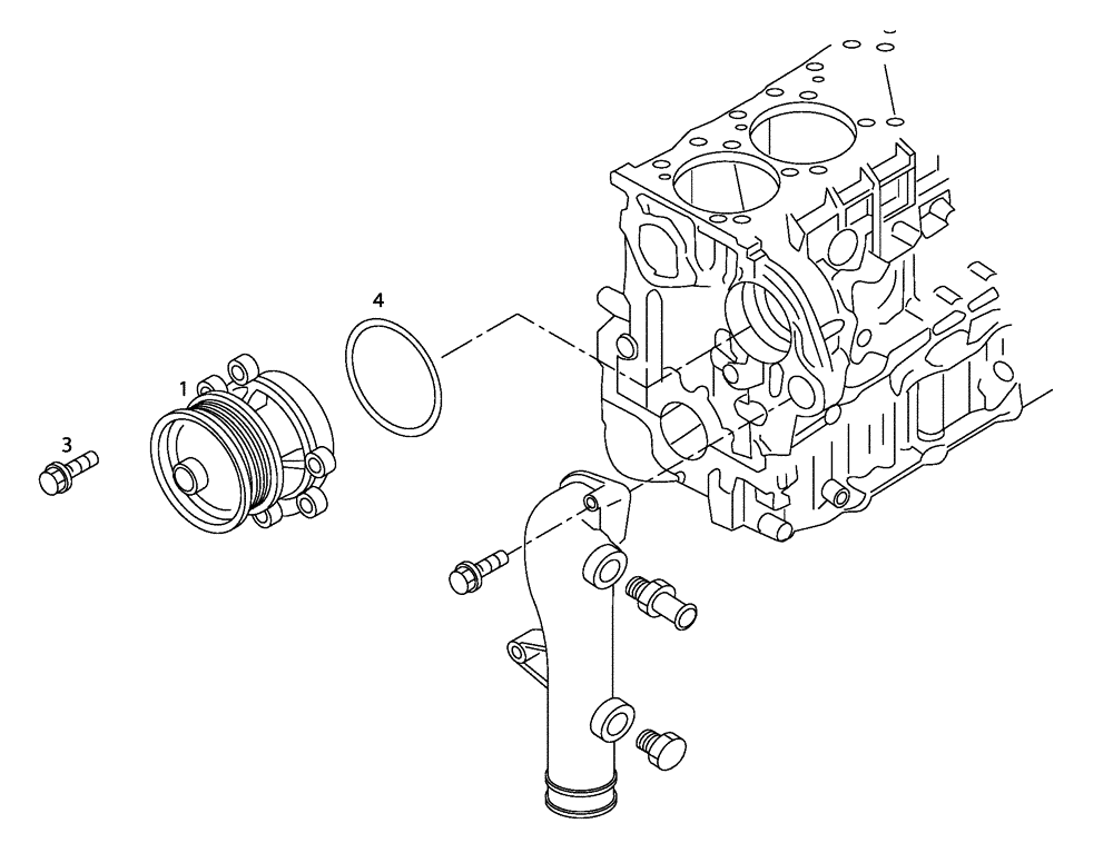 Схема запчастей Case 340B - (01A17000162[001]) - INSTALL, WATER PUMP (87318999) (01) - ENGINE