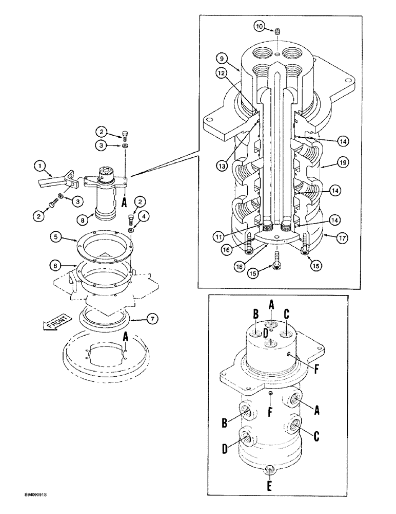 Схема запчастей Case 9030B - (8-106) - HYDRAULIC SWIVEL (08) - HYDRAULICS