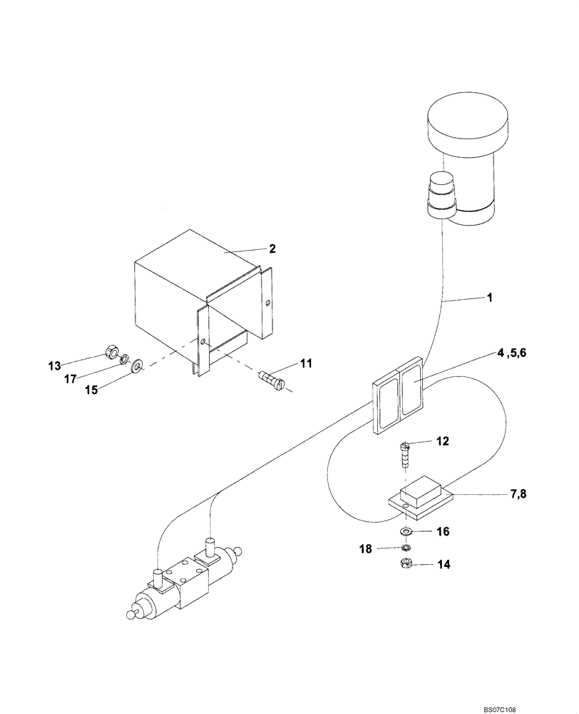 Схема запчастей Case SV212 - (04-006-00[01]) - ELECTRICAL - CAB AND ENGINE HOOD TILTING (GROUP 416) (ND109559) (04) - ELECTRICAL SYSTEMS