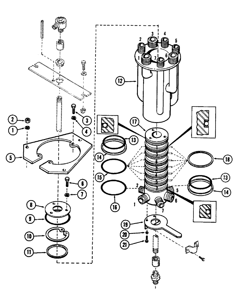 Схема запчастей Case 880B - (218) - 7 PORT SWIVEL AND RELATED PARTS (07) - HYDRAULIC SYSTEM