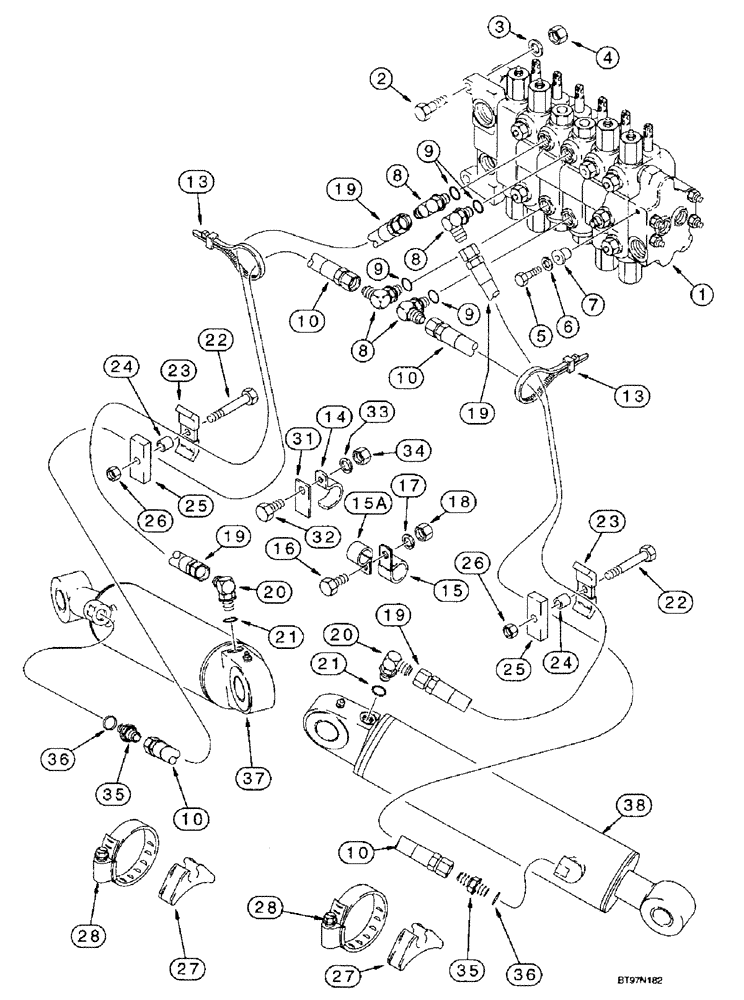 Схема запчастей Case 580SL - (8-020) - BACKHOE STABILIZER CYLINDER HYDRAULIC CIRCUIT (08) - HYDRAULICS