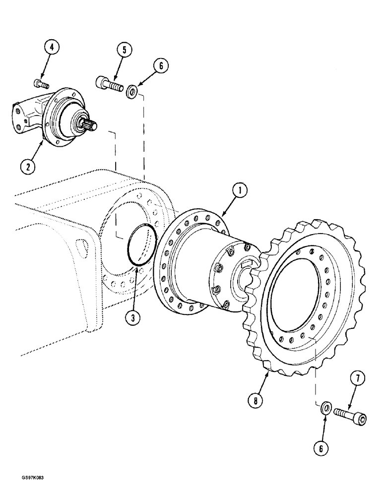 Схема запчастей Case 888 - (6-02) - HYDRAULIC MOTOR TO FINAL DRIVE TRANSMISSION (06) - POWER TRAIN