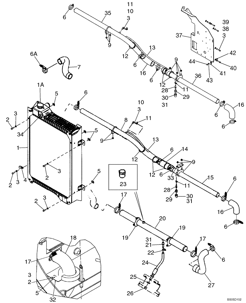 Схема запчастей Case 721D - (02-02) - RADIATOR - MOUNTING (02) - ENGINE