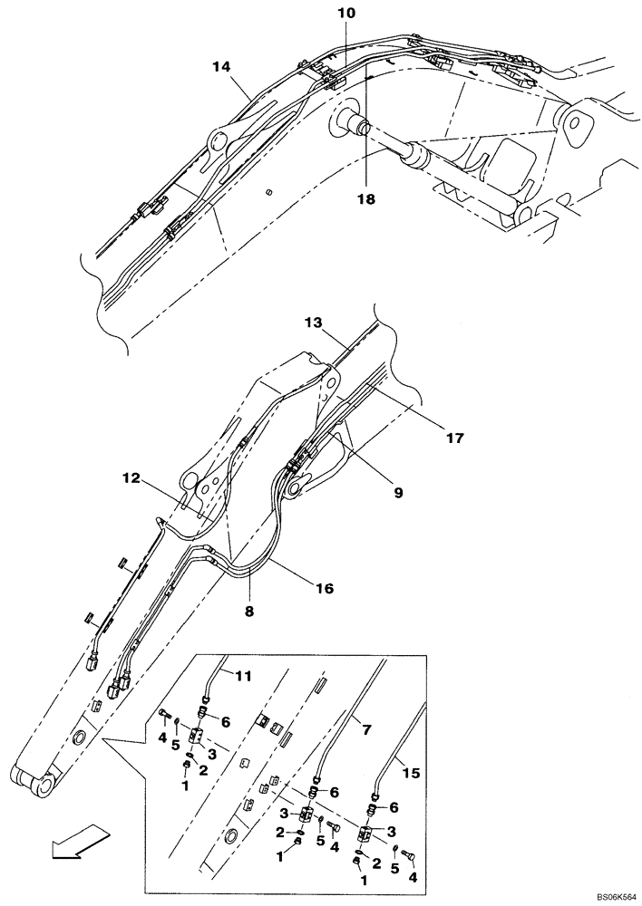 Схема запчастей Case CX240B - (08-040) - SECOND OPTION LINE, 3.0 M ARM (08) - HYDRAULICS