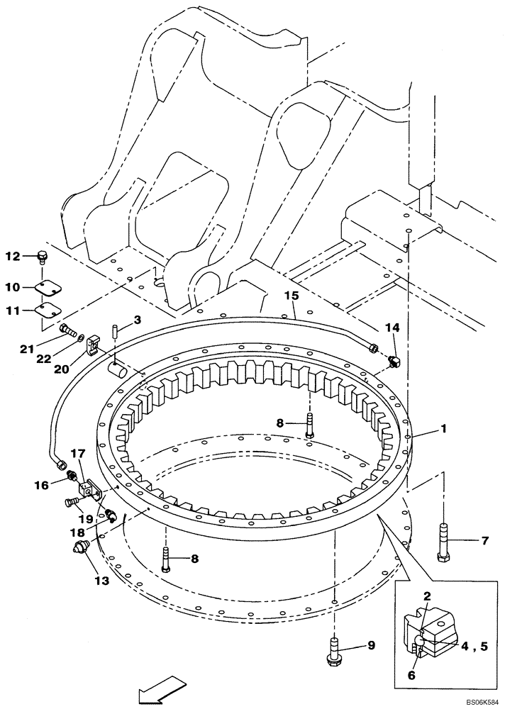 Схема запчастей Case CX235C SR - (39.103.01) - TURNTABLE BEARING (39) - FRAMES AND BALLASTING