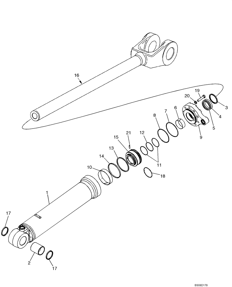 Схема запчастей Case 921E - (08-16) - CYLINDER ASSY - LOADER LIFT (08) - HYDRAULICS