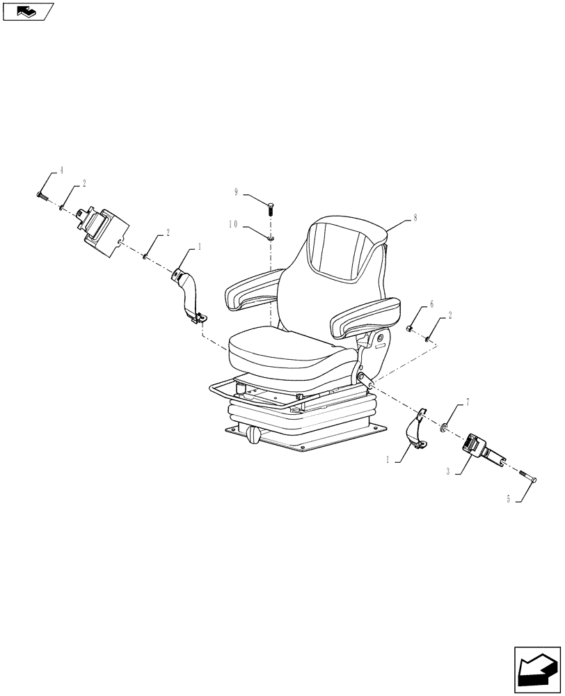 Схема запчастей Case 1121F - (90.120.01) - SEAT HARDWARE AND BELTS (90) - PLATFORM, CAB, BODYWORK AND DECALS