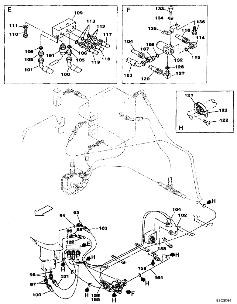 Схема запчастей Case CX130 - (08-074) - HYDRAULICS - AUXILIARY, DOUBLE ACTING CIRCUIT/PEDAL ACTIVATED (08) - HYDRAULICS