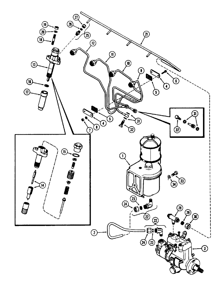 Схема запчастей Case 310G - (026) - FUEL INJECTION SYSTEM, (188) DIESEL ENGINE, USED PRIOR TO ENG. SN 2627377 (02) - FUEL SYSTEM