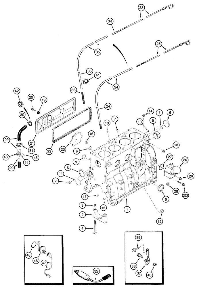 Схема запчастей Case 9020 - (2-32) - CYLINDER BLOCK, 4TA-390 ENGINE, ENGINE BLOCK HEATER (02) - ENGINE