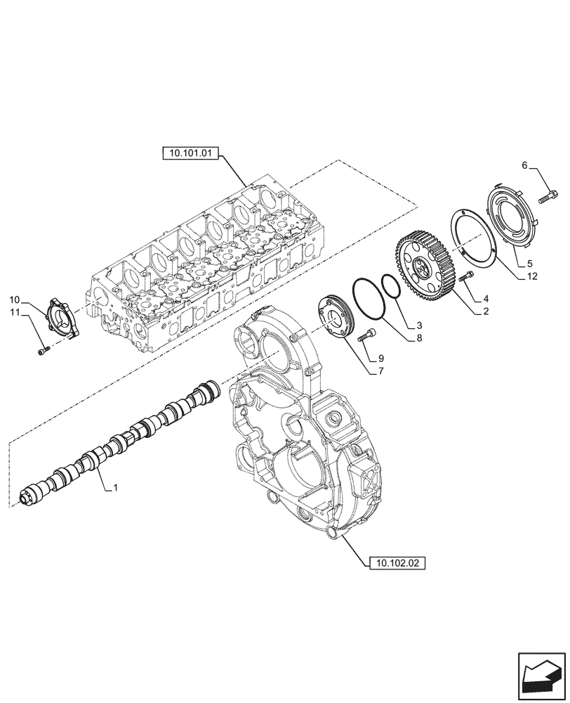 Схема запчастей Case F2CE9684C E025 - (10.106.01) - CAMSHAFT - TIMING CONTROL (504367635) (10) - ENGINE