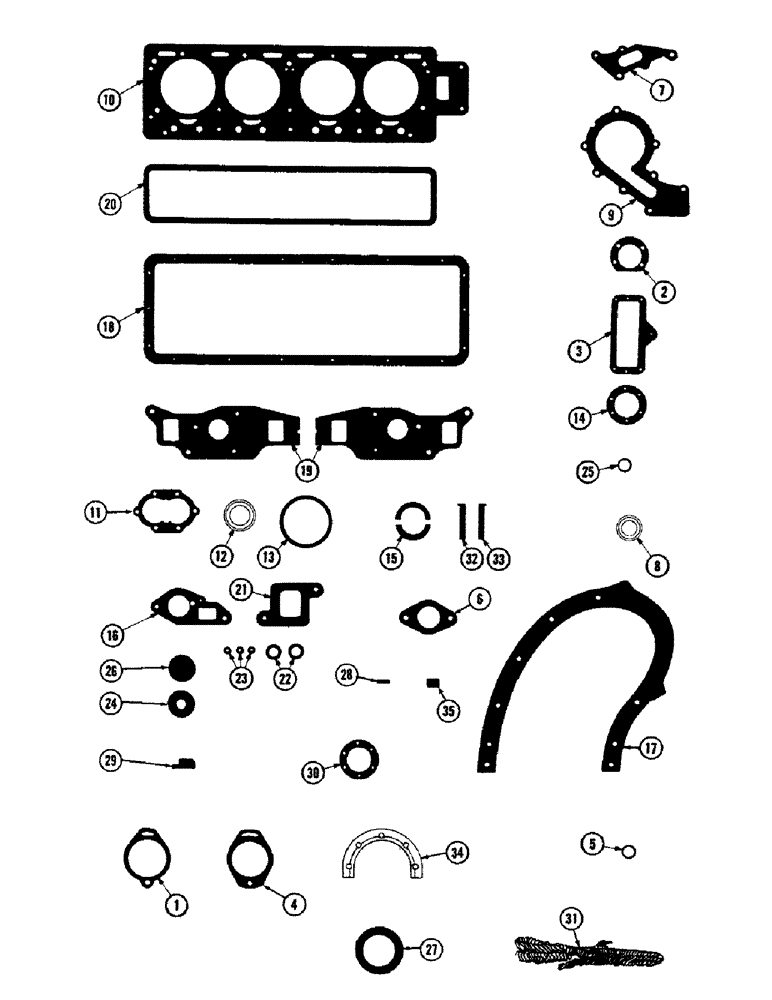 Схема запчастей Case 800 - (014) - SERVICE GASKET SETS, (USED UP TO SERIAL #7080872) (01) - ENGINE