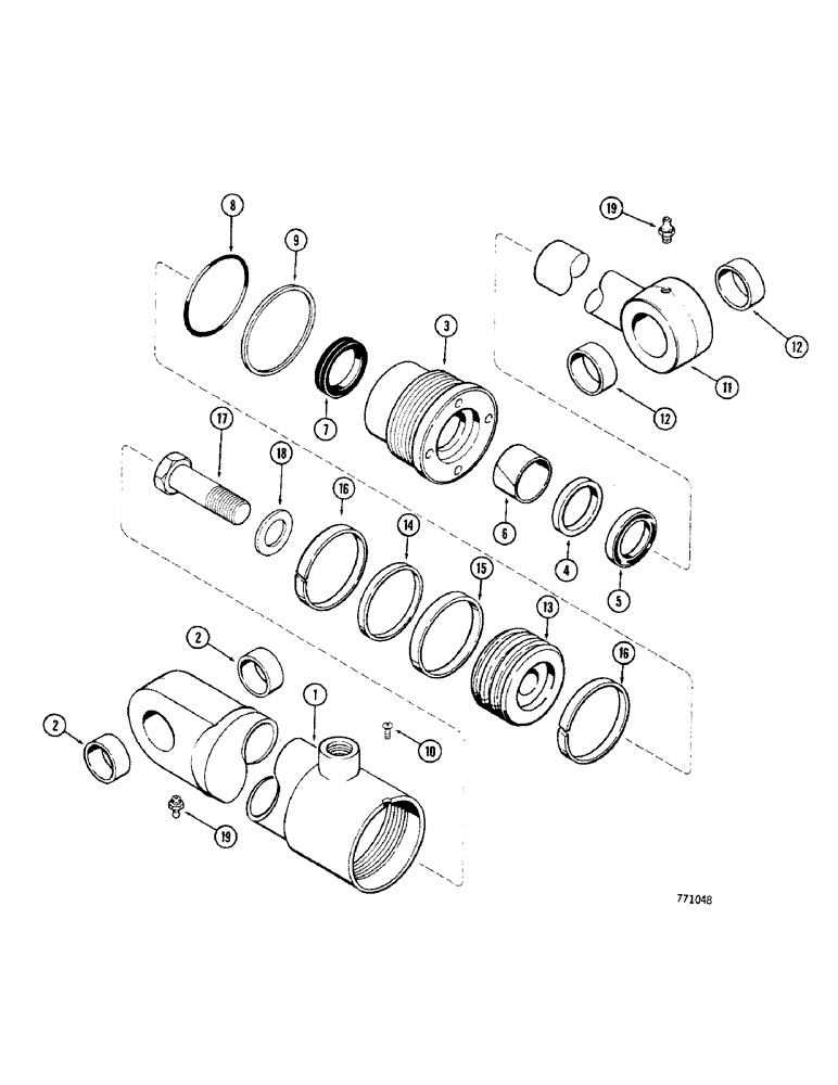 Схема запчастей Case 350 - (282) - G101236 AND G101237 ANGLE CYLINDERS - ANGLE DOZER, HAS ONE PIECE PISTON & STRAIGHT HOSE CONNECTION (07) - HYDRAULIC SYSTEM