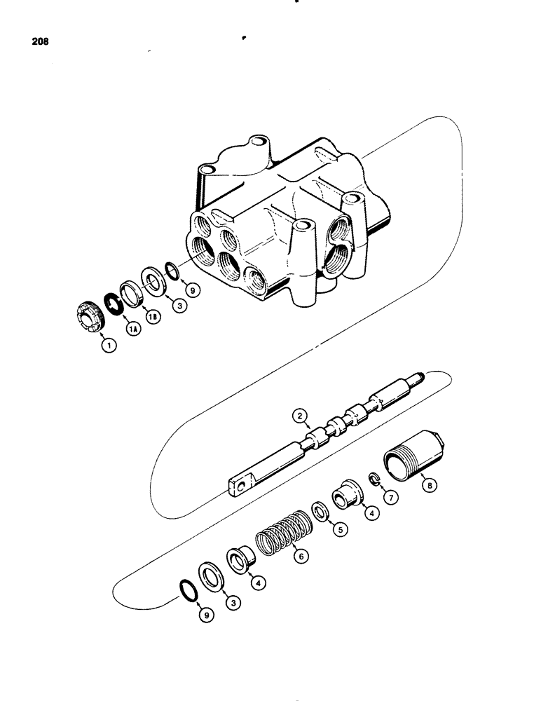 Схема запчастей Case 450B - (208) - D37050 THREE POSITION SPOOL, WITHOUT MAGNETIC DETENT (07) - HYDRAULIC SYSTEM